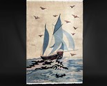 Vintage Chinese Pictorial Wool Rug of Large Ship 6 ft x 9 ft c 1930s - £1,053.71 GBP