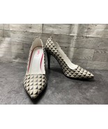 Goby Heels Women 5.5M Shoes Black Beige Leather Geometric Slip On Casual... - €29,57 EUR
