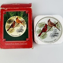 Hallmark Keepsake Ornament Cardinals 25 Years Together CHRISTMAS 1987 Porcelain - £7.25 GBP