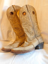 Rocky Beige Leather Cowboy Boots 8.5M - £16.73 GBP