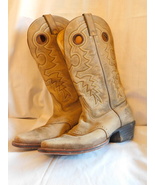 Rocky Beige Leather Cowboy Boots 8.5M - £12.63 GBP