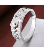 Zipper Design Ring with Cubic Zirconia Size 8 - £10.11 GBP