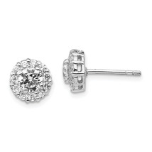 Cheryl M Silver  Round Brilliant-cut CZ Halo Post Earrings QCM652 - $2,513.65 MXN