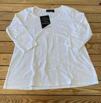 Attitudes By Renee NWT Scoop Neck washed Cotton Jersey tee Size L White D6 - £13.93 GBP