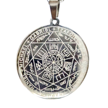 7 Archangel Pendant Necklace Talisman Sigil Evocation Chain Mirror Steel Amulet - £4.88 GBP