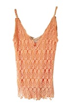 Orange Knitted with Pearls Women&#39;s Tank Top T-shirt Sleeveless Size S V-... - £19.98 GBP