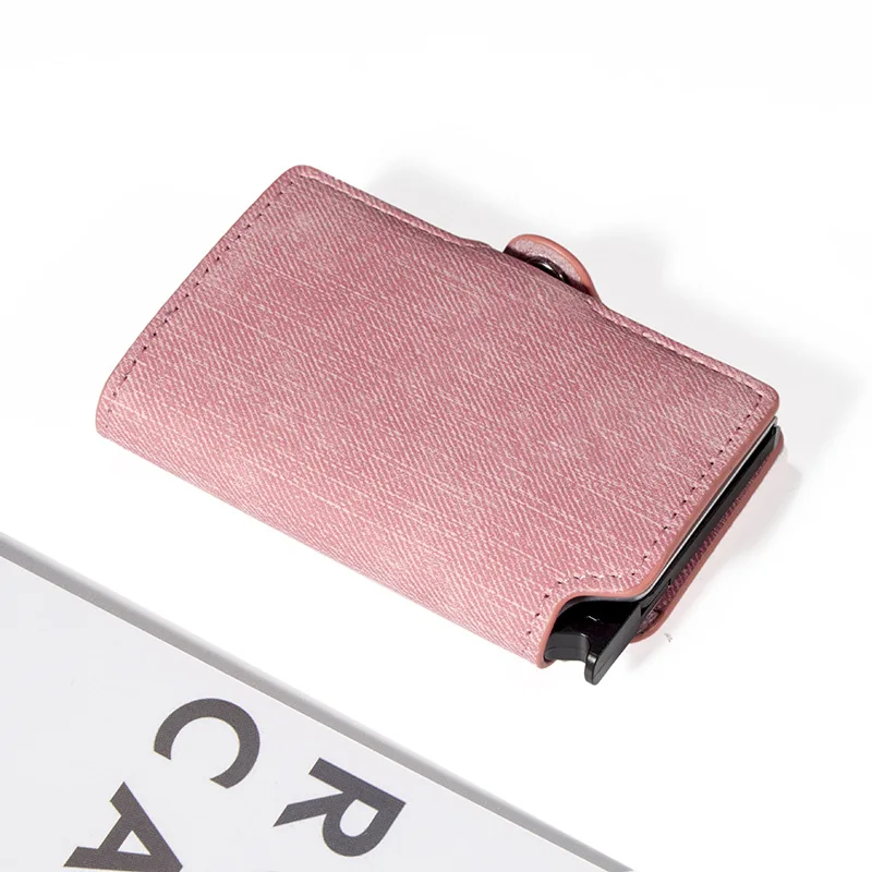  Male Wallet Fashion Denim Leather Pop Up Card Holder Anti-theft Aluminum  Smart - £51.82 GBP