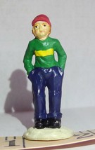 Grandeur Noel Victorian Village Boy in Green Sweater  Christmas 2000   Figurine - $5.32