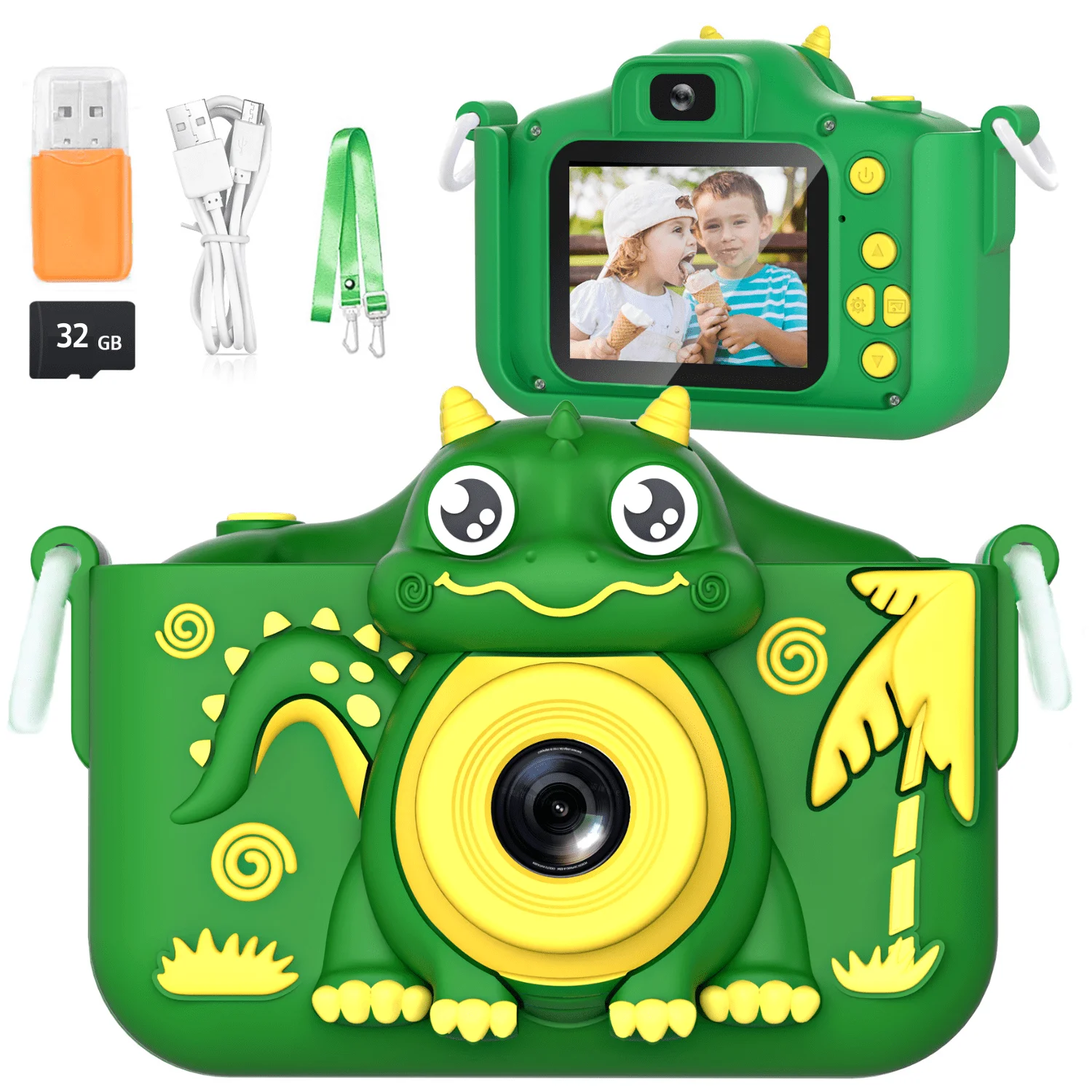 Cartoon Kids Camera Dinosaur 4000W HD Dual Lens Selfie Camera Educational Toys - £33.17 GBP+
