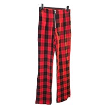 Womens H &amp; M Divided Red and Black Plaid Flared HIgh Waisted Pants Size 0 Zipper - $17.77