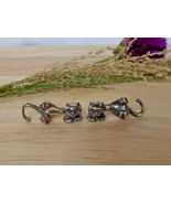 925 Silver Cat Ear Jacket Earrings, Animal Earring Jackets, Women Jewelr... - £22.38 GBP