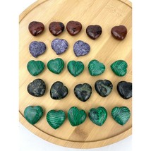 23x Carved Heart Stone Crystal Quartz Mahogany Obsidian Lepidolite - $19.79