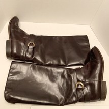 Charles David Roberta Brown Leather Riding Boots Sz 7 1/2 B Made in Italy - £23.96 GBP