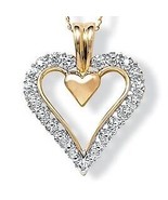 WOMENS 10K GOLD DIAMOND ACCENT HEART SHAPED PENDANT CHARM NECKLACE + CHAIN - £314.75 GBP