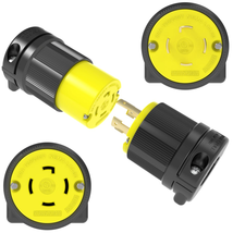 30 Amp Locking Plug &amp; Connector Set NEMA L14-30R &amp; L14-30P 125/250V Black - £41.69 GBP