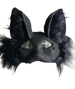 Black Cat Therian Mask Felt Faux Fur Extra Elastic Big Ears For Cosplays - $50.00