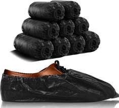 Black Waterproof Disposable Shoe Covers 16&quot;x6&quot; - 100 Pack - £21.03 GBP