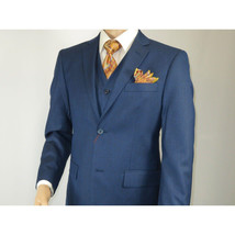 Mens Vitali Three Piece Suit Vested Sharkskin Sheen M3090 Royal blue Regular fit image 5