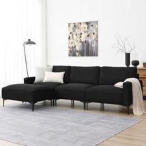 103.5*59&quot; Modern L-shaped Sectional Sofa, 4-seat Velvet Fabric Couch Set - £476.52 GBP