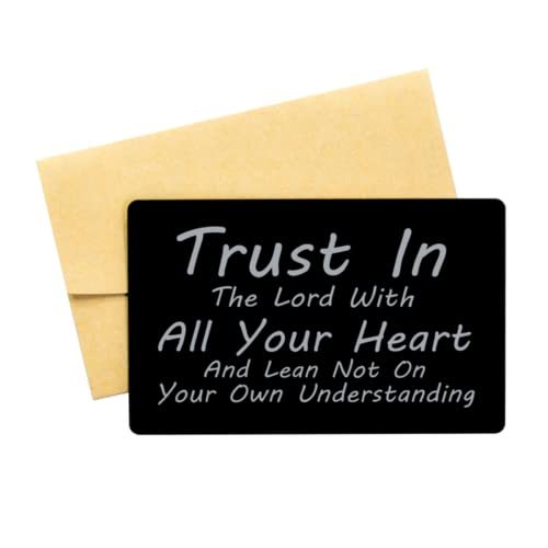 Motivational Christian Black Aluminum Card, Trust in The Lord with All Y... - $16.61