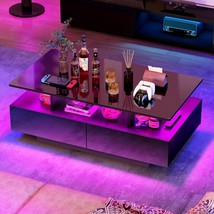 Yitahome Led Coffee Table With Storage, High Glossy Led Coffee Tables For, Black - £126.99 GBP