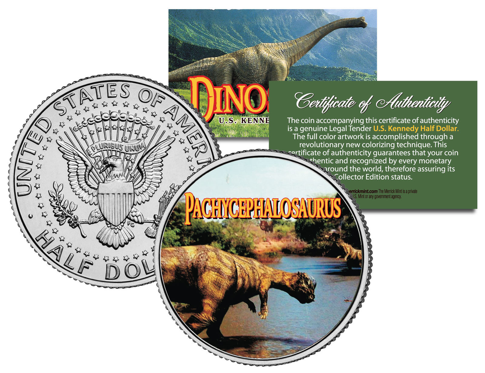 PACHYCEPHALOSAURUS ** Collectible Dinosaur ** JFK Half Dollar US Colorized Coin - $8.56