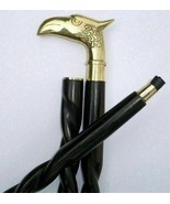 Vintage Brass Eagle Head Handle Victorian Wooden Walking Antique Cane Gi... - $33.30