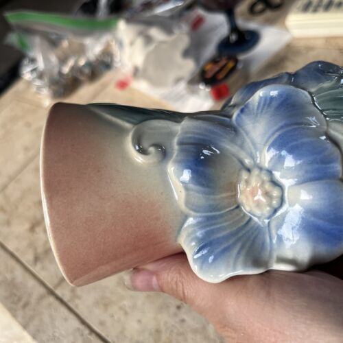 Vintage Royal Copley Floral Pink and Blue Pottery 7" Vase Item image 6