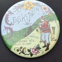 Cesky Den Vintage Pin Button 1987 Hillsboro Wisconsin Pinback 80s - £9.83 GBP