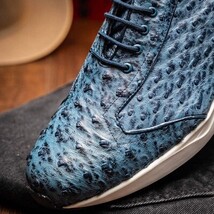 Marco Di Milano Genuine Ostrich Skin Luxury Sneaker Shoes Varenna Blue Jeans image 5