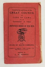 antique IMPROVED ORDER RED MEN south carolina CODE OF LAWS great council - £53.69 GBP