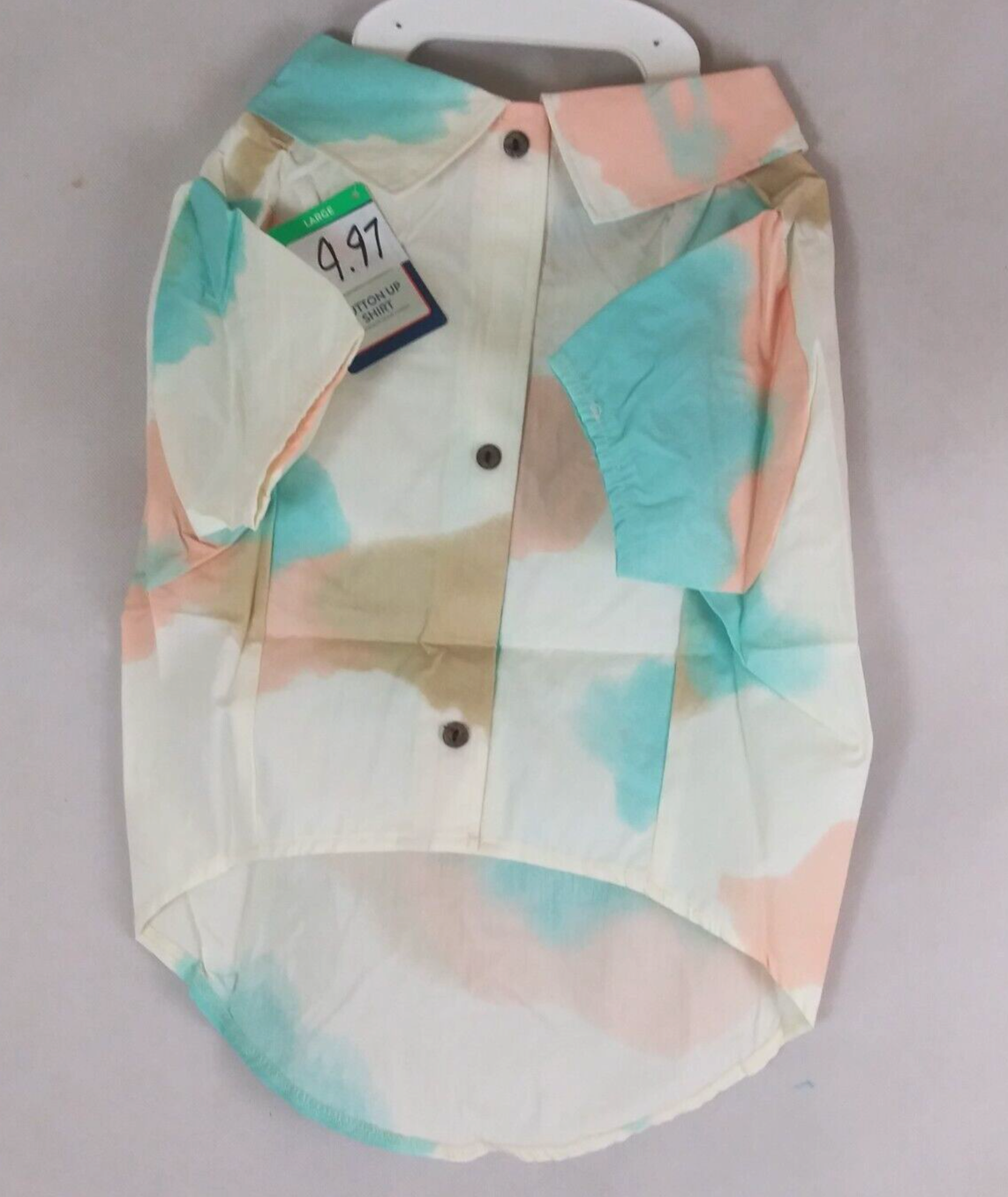 NWT Top Paw Tie Dye Button Up Collared Dress Shirt for Dogs Size Large - $8.72