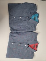 2 Saddlebred 1888 Shirts Lot Mens XXL 2XL Chambray Button Blue Palm Trees Boats - £19.63 GBP