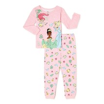 Disney Princess Toddler Girls 2 Piece Long Sleeve Snug Fit Pajama Set Tiana 3T - £17.20 GBP