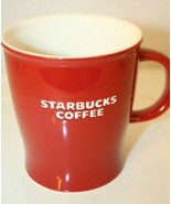 Starbucks 2008 Mug Coffee Cup Red White Embossed Lettering 14oz - £23.64 GBP