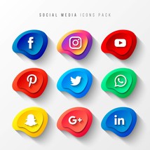 Social Media Icons 3D SVG Bundle Social Network 3D Social Media Svg Vinyl DXF PN - £2.03 GBP