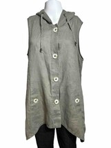 ForCynthia Medium Lagenlook Linen Vest Hooded Back Detail - $20.70