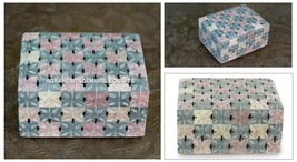 Marble Jewelry Square Box Handcarved Art Jali Work Occasional Gift Decor... - $85.49+