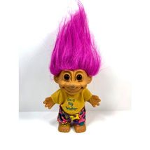 Russ Berrie Troll Doll Big Brother Outfit 1990s Vintage Pink Hair Clothe... - $14.70