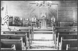 Plymouth, VT 1950s RPPC Calvin Coolidge Flag in Union Christian Church Pew - $12.25