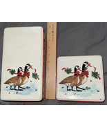 POTPOURRI PRESS ChristmaS Geese TIN BOX Ribbon Garland w/ Napkin Rings &amp;... - $27.04 CAD