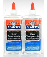 2 Count Elmer&#39;s 9 Oz Goes On Clear &amp; Dries Clear Safe Non Toxic Washable... - $23.29 CAD