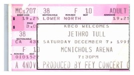 Jethro Tull Concerto Ticket Stub Dicembre 7 1991 Denver Colorado - £32.13 GBP