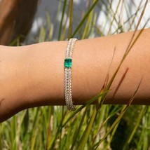 Green Multiple Rows Bracelet For Women Luxury Crystal Bangles Fashion Party Coup - £8.55 GBP+