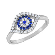 Radiant Blue Mystical Eye of Protection Cubic Zirconia Sterling Silver Ring-8 - £14.39 GBP
