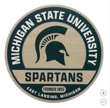 Michigan State Spartans Wall Sign Green White Wood Decoration Round Coll... - $56.99