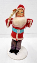 Vintage Santa w Paper Face Mica Stand Holding Candle/Branch 3 3/4&quot; - $64.35