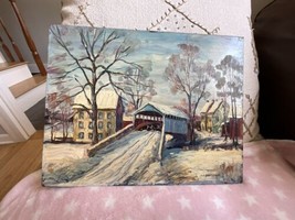 Clarence Ira Dreisbach Signed Covered Bridge Original Oil Painting On Board - £1,149.67 GBP