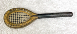 Antique Clarnico Tennis Racket Candy Tin 4 1/4 x 1 3/8 inch Great Details - £39.17 GBP
