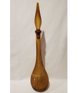 Vintage Florentine Italian 21.5" Amber Glass Genie Bottle Decanter Diamond Point - $222.75